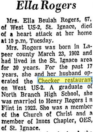 The Checker Restaurant - Aug 1969 Former Owner Passes Away (newer photo)
